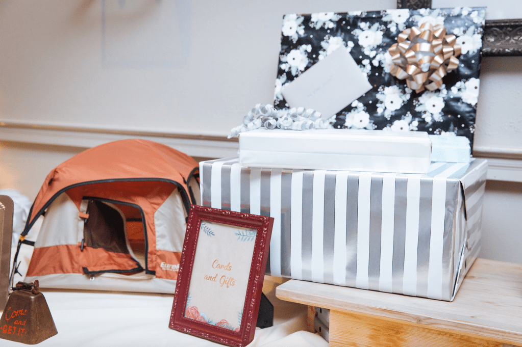 Framed sign that reads Cards and Gifts