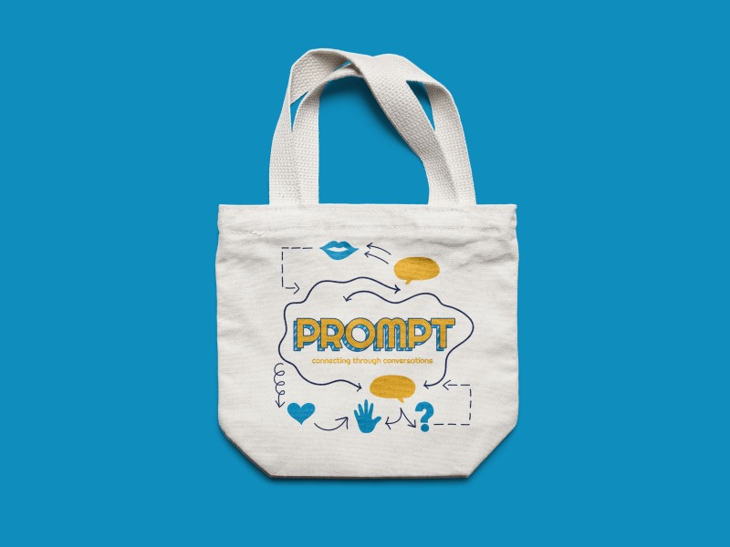 Tote bag with the Prompt key artwork printed onto it